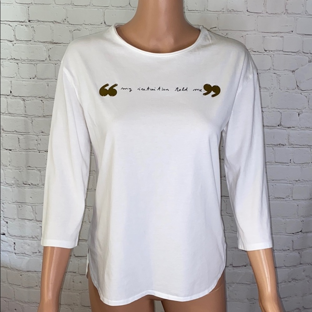 Zara My Intuition Told Me Zara long sleeve tee size small white and gold
